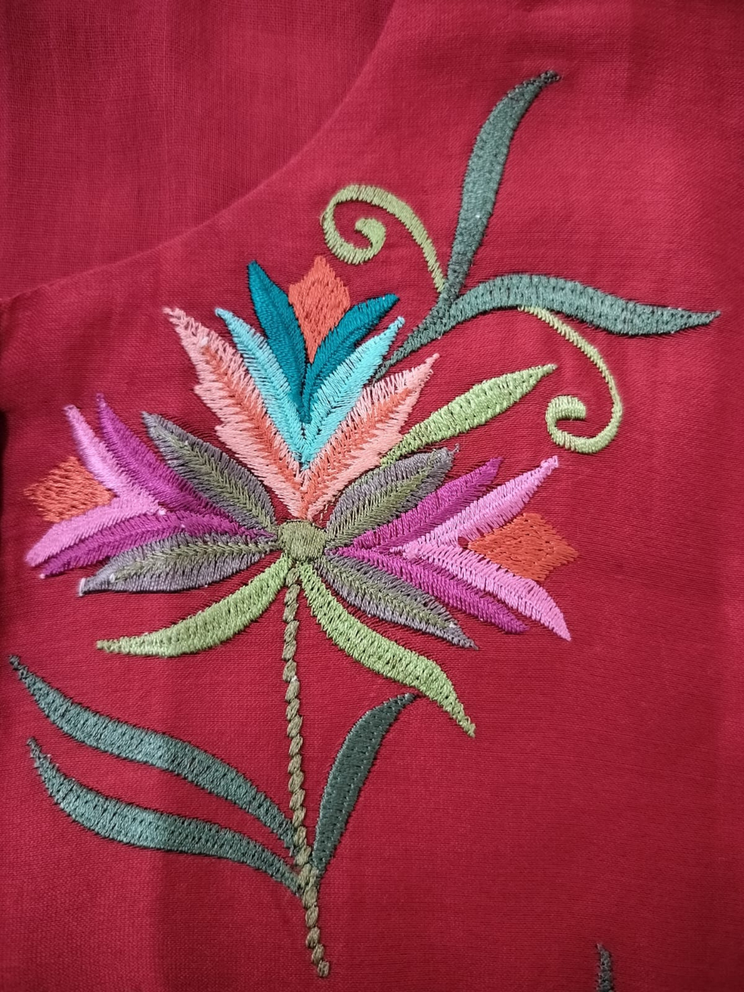 RED EMBROIDERED KURTA WITH PANT