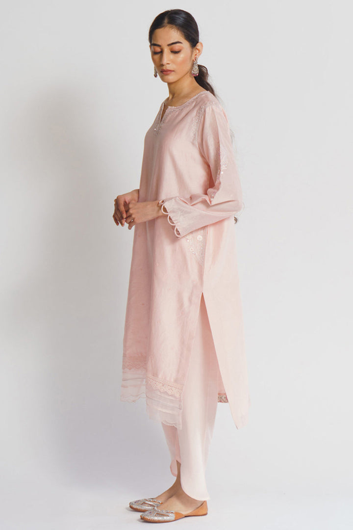 Tina Kakkad dhanak in Blush pink suit set