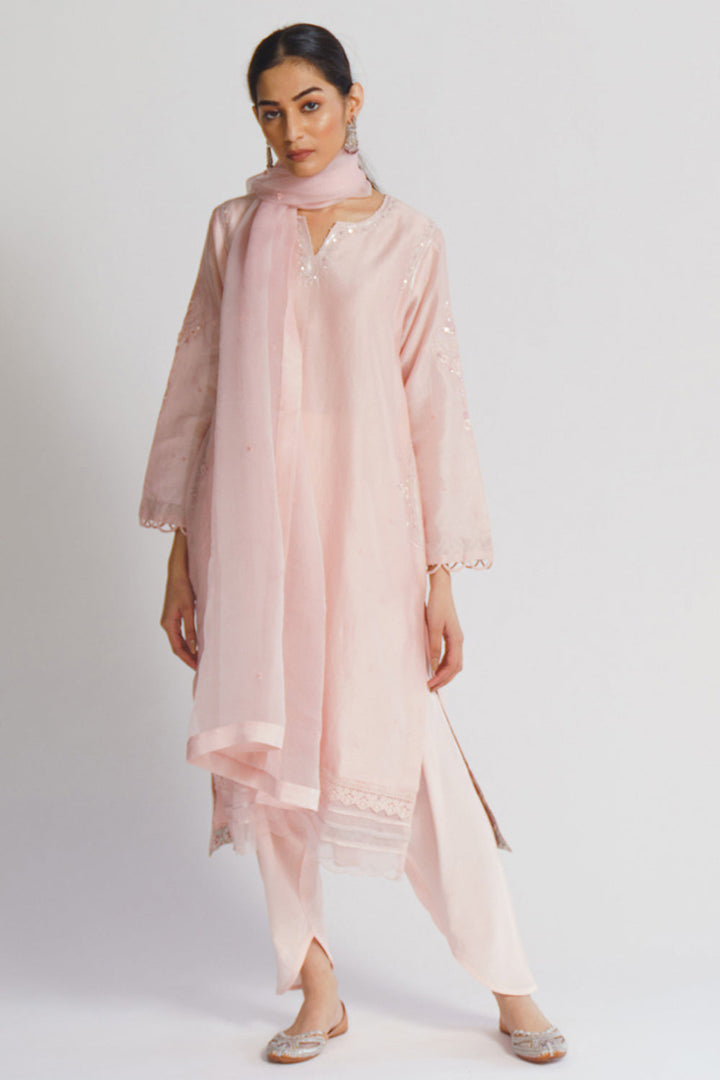 Tina Kakkad dhanak in Blush pink suit set