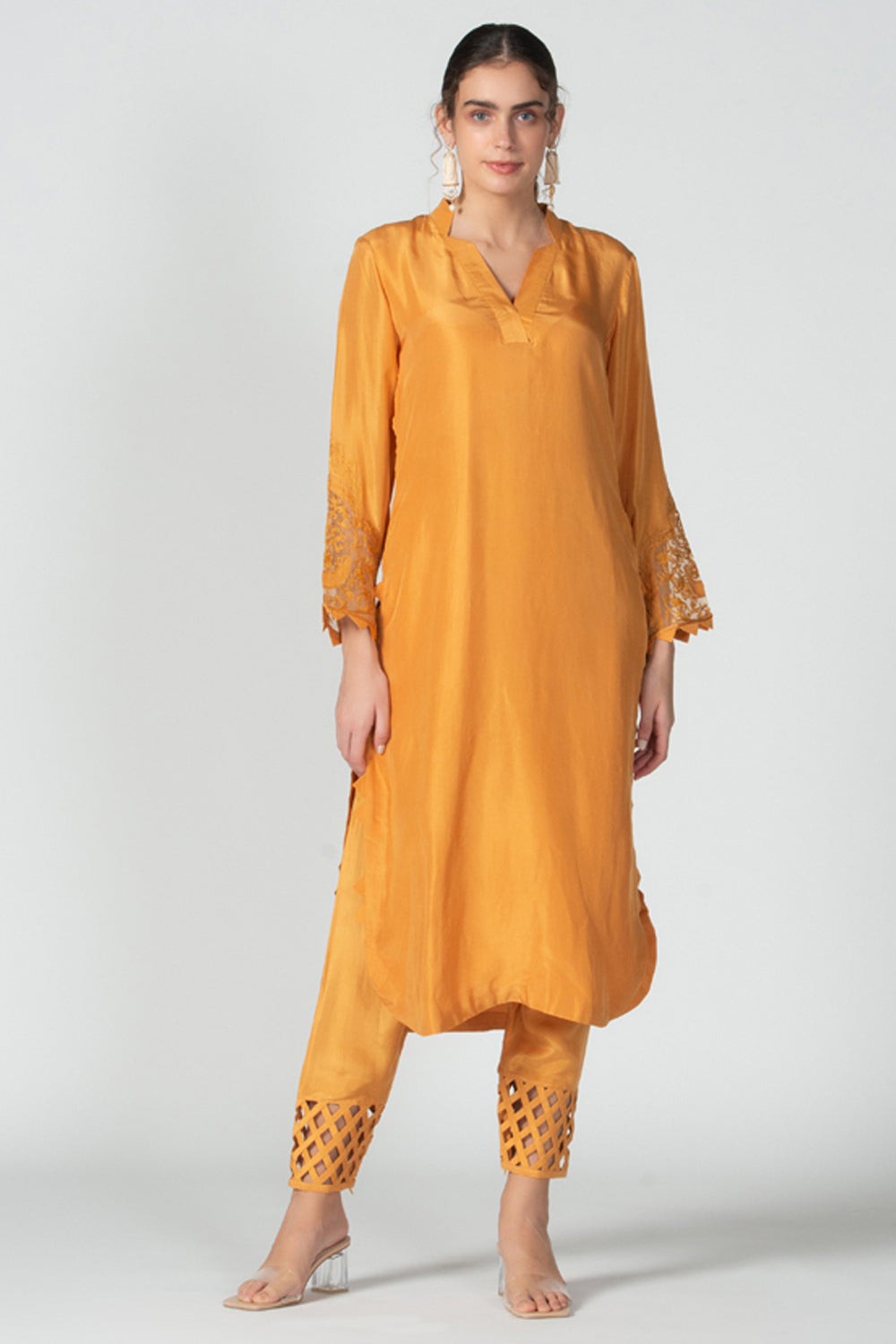 Sadaf J Khan in Amber silk Suit set