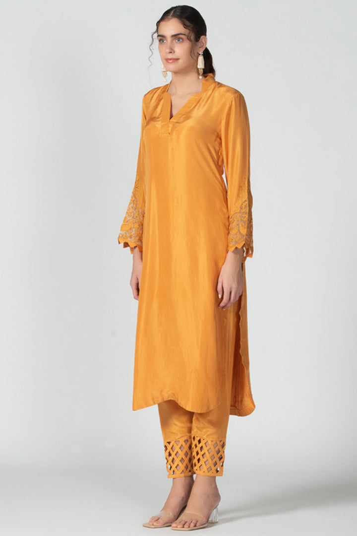 Sadaf J Khan in Amber silk Suit set