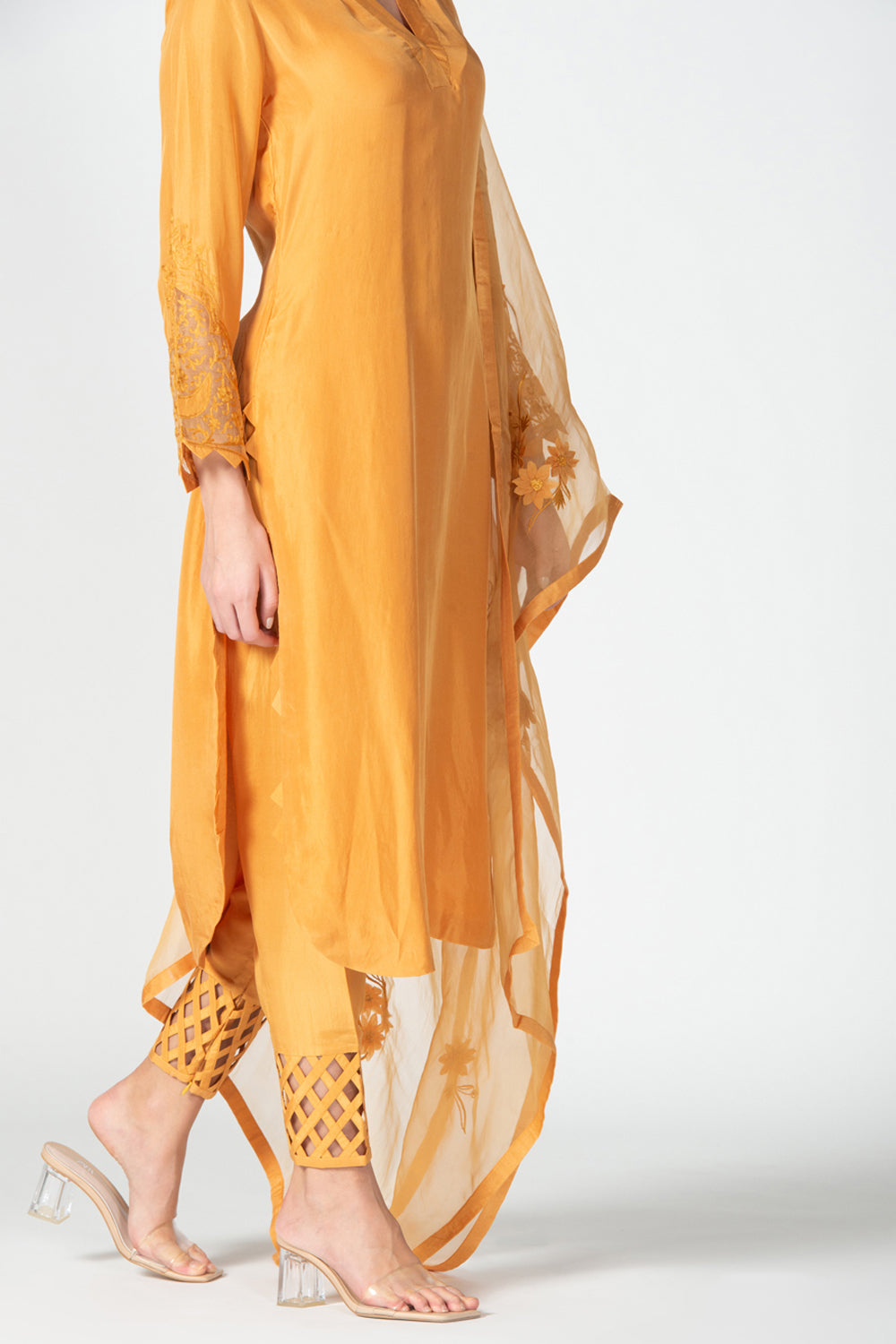 Sadaf J Khan in Amber silk Suit set