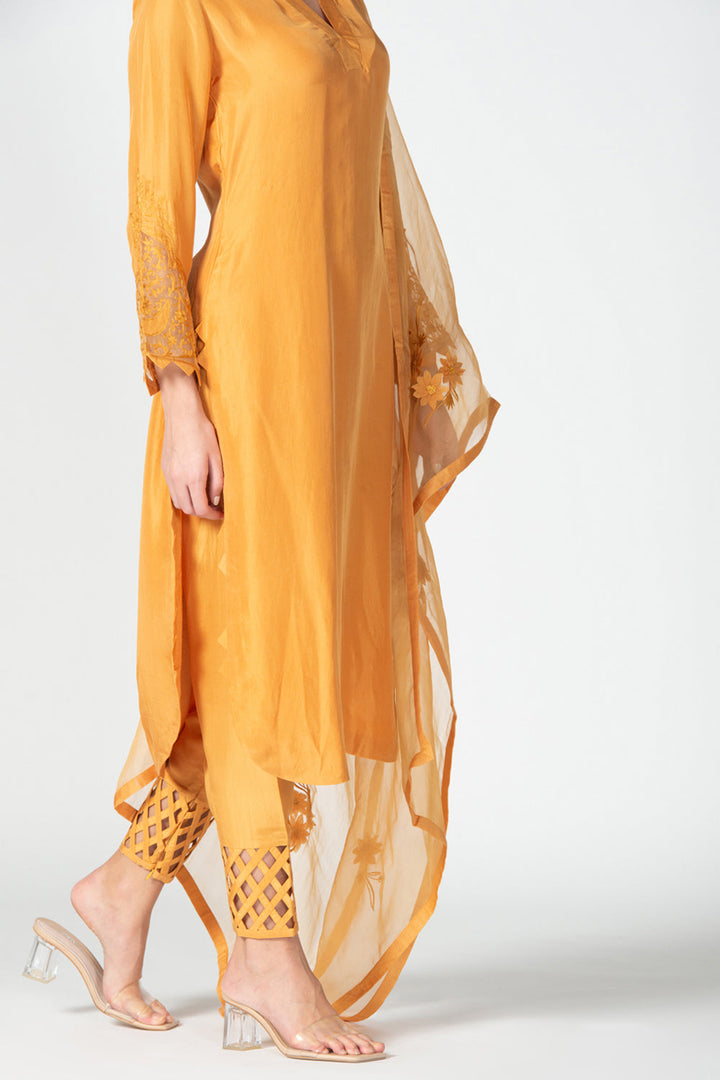 Sadaf J Khan in Amber silk Suit set