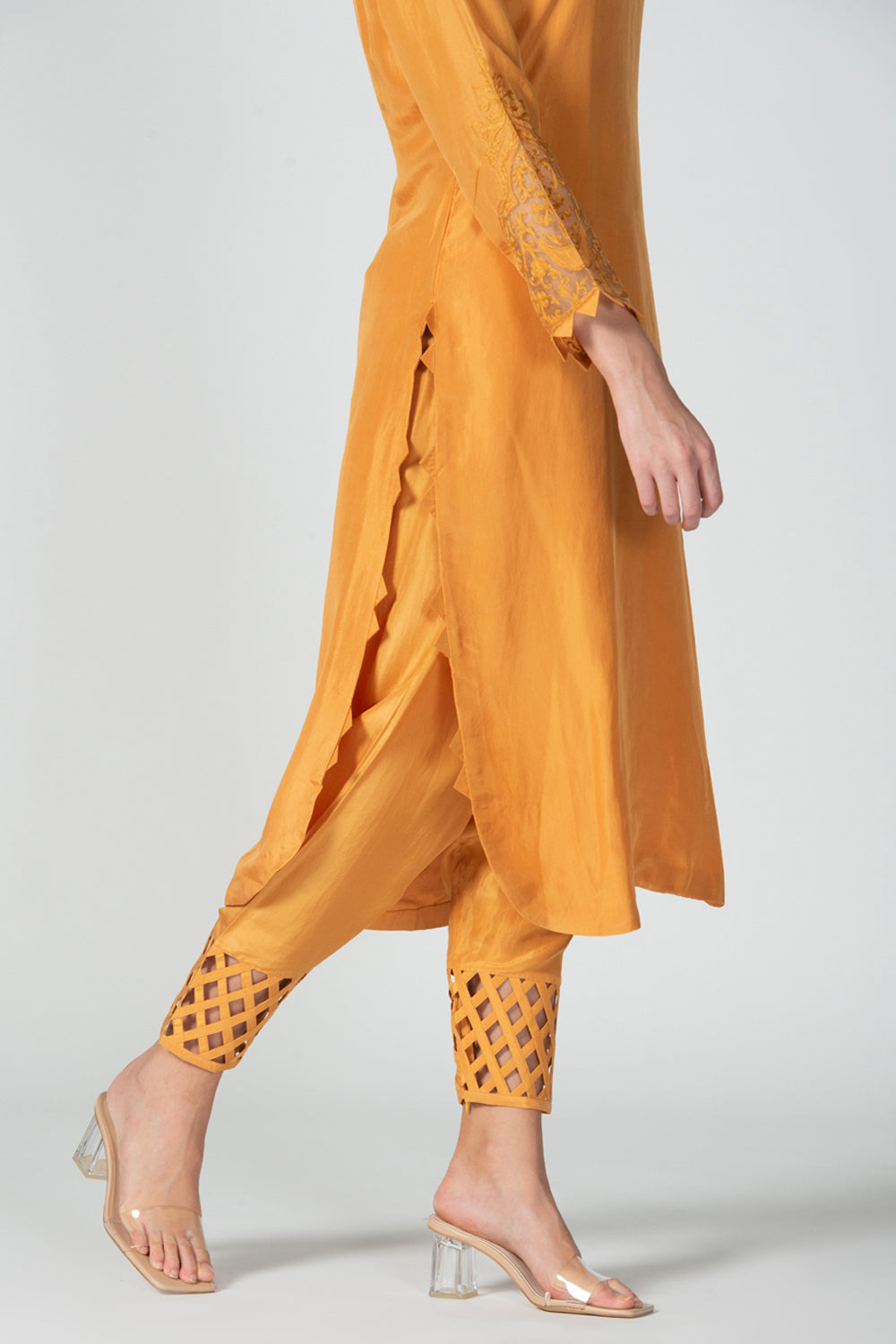 Sadaf J Khan in Amber silk Suit set