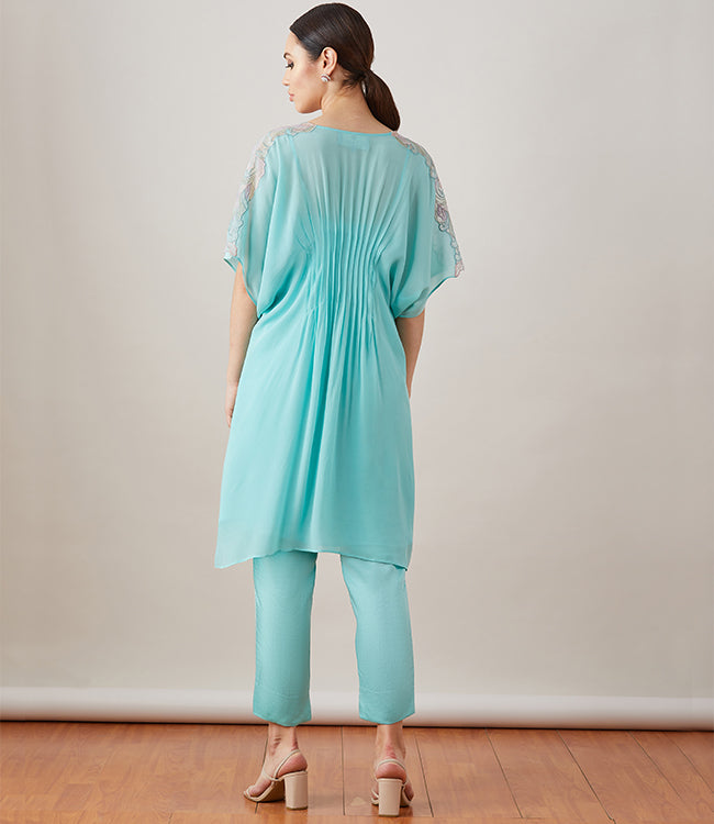 AQUA APPLIQUE KAFTAN SET