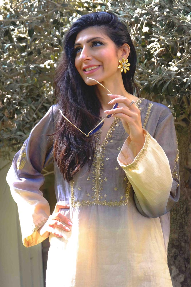 Sidra Sadiq in Indigo Ombre Ruhee kurta